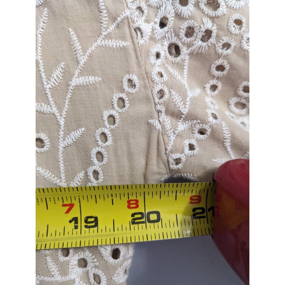 Chicos Tan Beige Cotton Eyelet Lace Tiered Midi Dress Womens Size 1 US 8 Boho - Picture 15 of 16